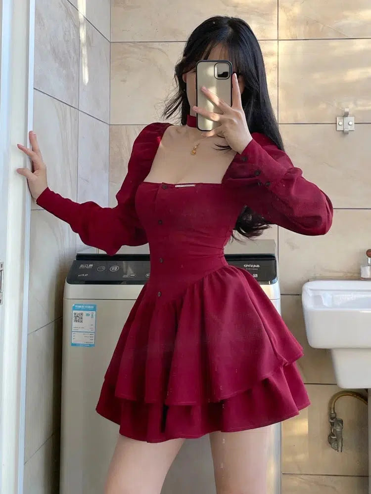 Warm Atmosphere Ruffled Layered Corset Mini Dress