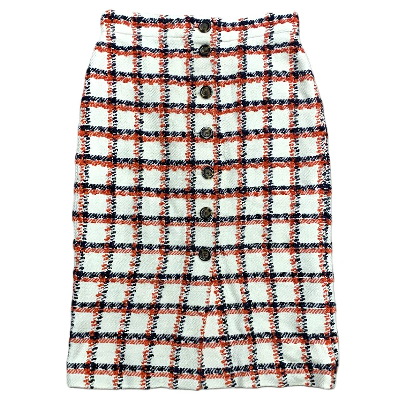 Autumn Selection Skirt Midi By Ann Taylor In Orange & White, Size: 0