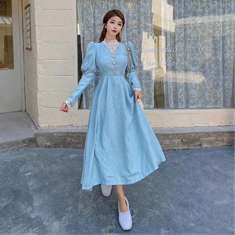 Perfect Tailoring Vintage Balloon Sleeve Maxi Dress