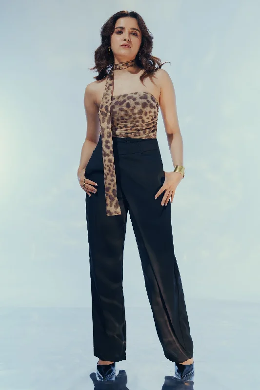 Exquisite Craftsmanship Jet Black Wrap Around Trousers