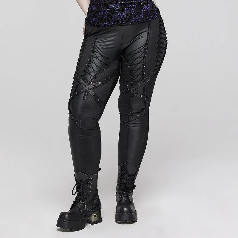 High-quality Styles Women's Plus Size Punk Strappy Eyelets Straps Leggings