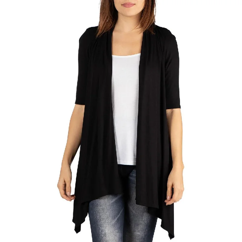Fashionable And Versatile 24seven Comfort Apparel Womens 3/4 Sleeve Cardigan Open-Front Blazer