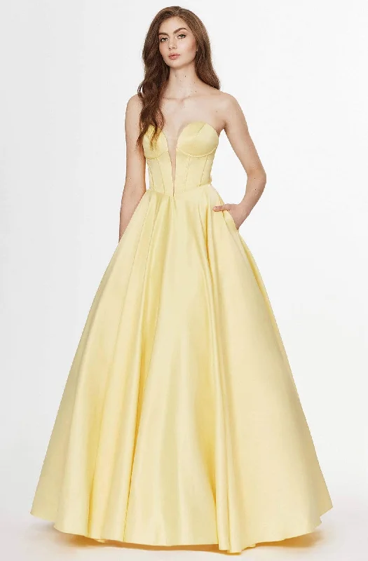 Exquisite Fabrics Angela & Alison - 91071 Deep Sweetheart Satin A-line Dress
