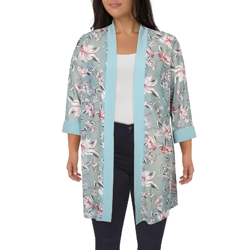 Casual And Comfortable R&M Richards Womens Plus Floral Print Shrug Open-Front Blazer Casual And Comfortable R&M Richards Womens Plus Floral Print Shrug Open-Front Blazer
