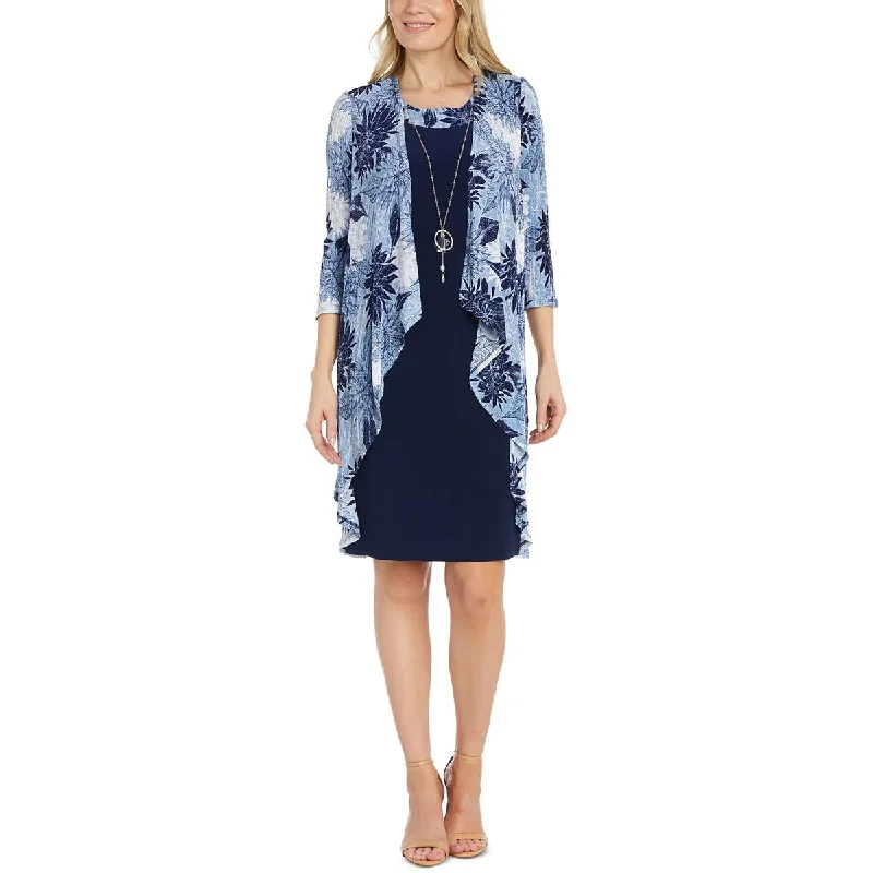 Celebrity Style R&M Richards Womens Crinkled Floral Duster Blazer