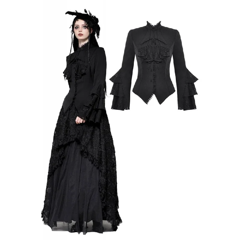 Elegant Wear Women's Gothic Ruffled Layered Long Sleeved Shirt