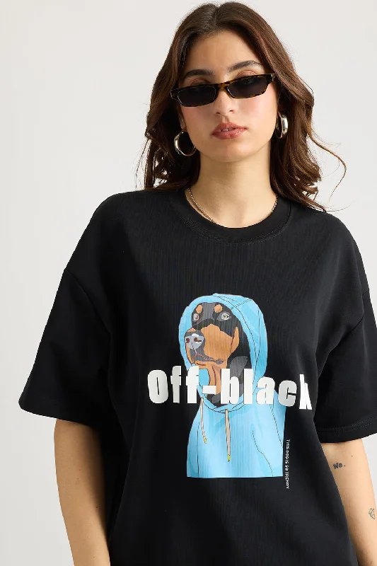 French Style Black Off Black T-Shirt