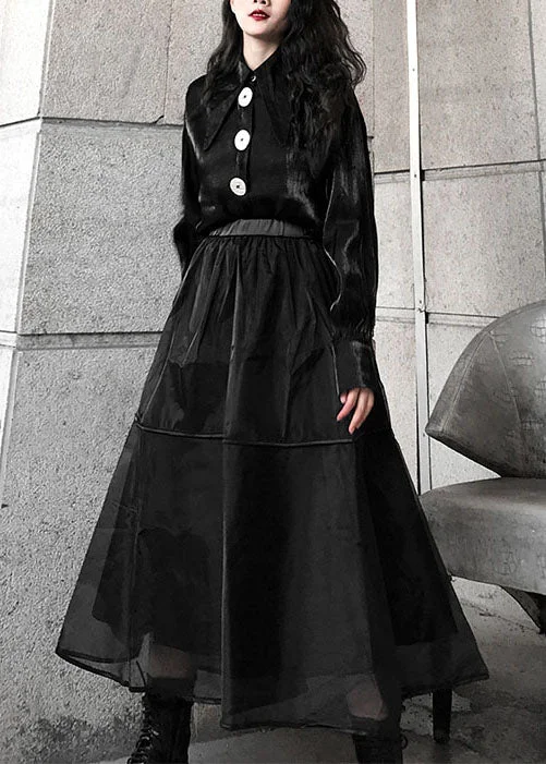 Fashion Innovation Plus Size black Tulle a line skirts Spring