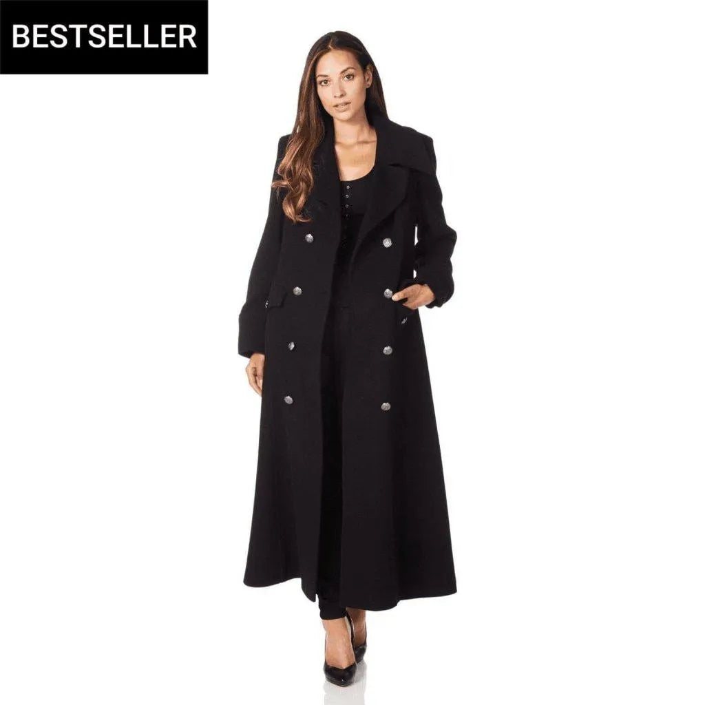 Exquisite Fabrics Wool Blend Double Breasted Maxi Coat (2004-WOOL)