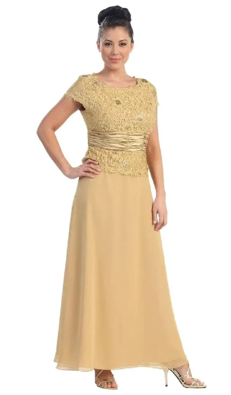 High-end Customization May Queen - MQ571 Chiffon Lace and Satin Long Formal Gown