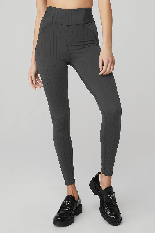 Avant-garde Design Pinstripe Jacquard Extreme High-Waist Legging - Anthracite/Black