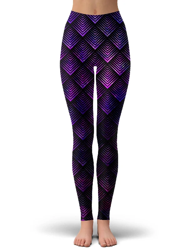 Personalized Series Galactic Dragon Scale Purple Foil Leggings