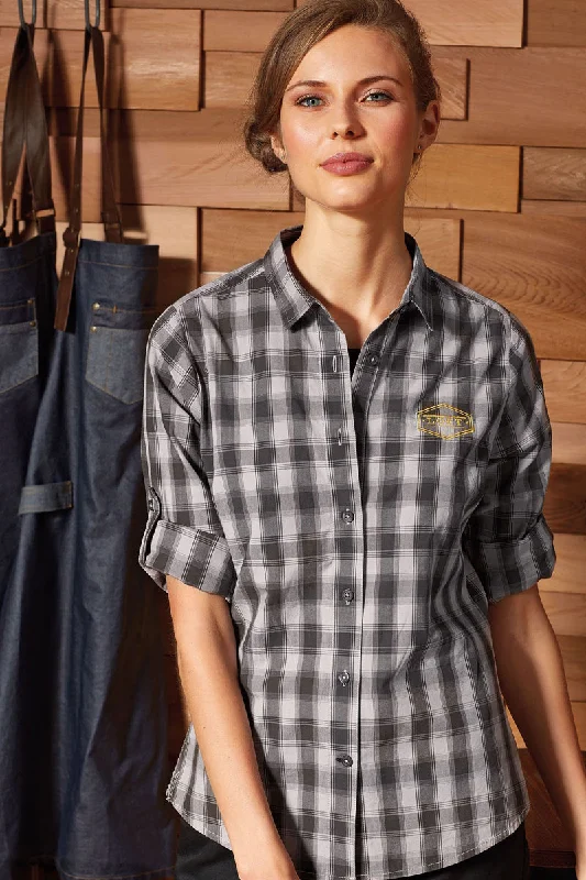 Unique Prints Women's Mulligan Check Long Sleeve Cotton Shirt