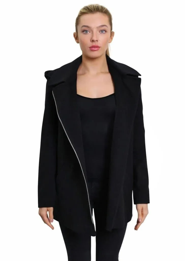Must-have For Autumn And Winter De La Creme Womens Wool Blend Zip Up Hooded Coat