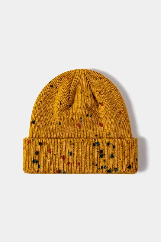 Simple Matching Confetti Rib-Knit Cuff Beanie