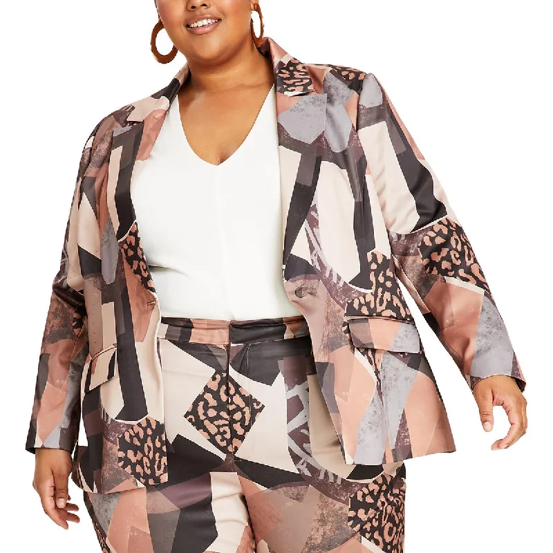 Comfortable Series Nina Parker Womens Plus Lined Suit Separate One-Button Blazer