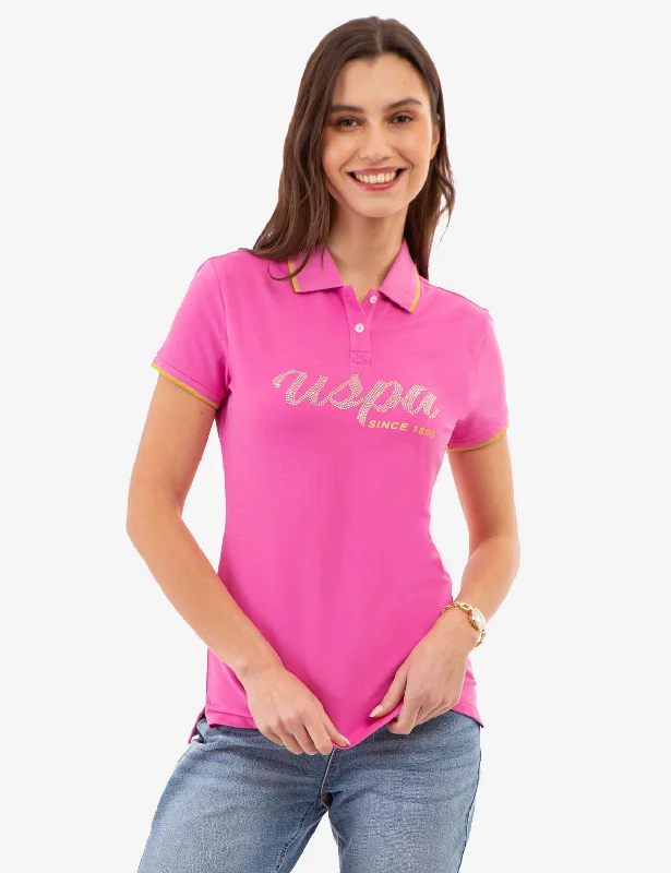 Comfortable And Cold-proof LUREX SCRIPT TIPPED POLO SHIRT