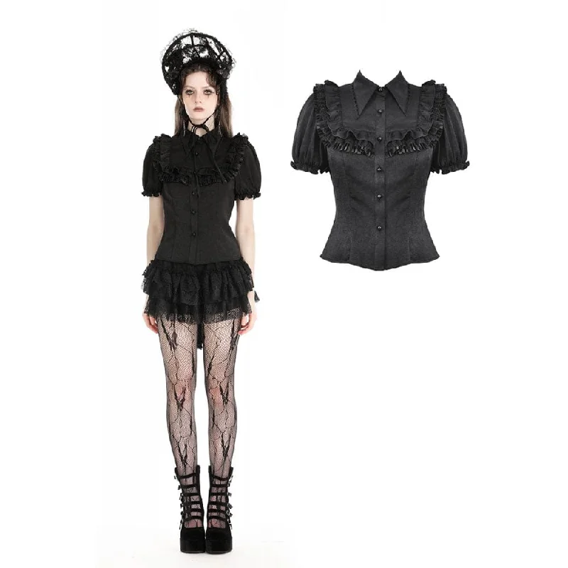 Personalized Clothing Women's Gothic Puff Sleeved Ruffled Shirt