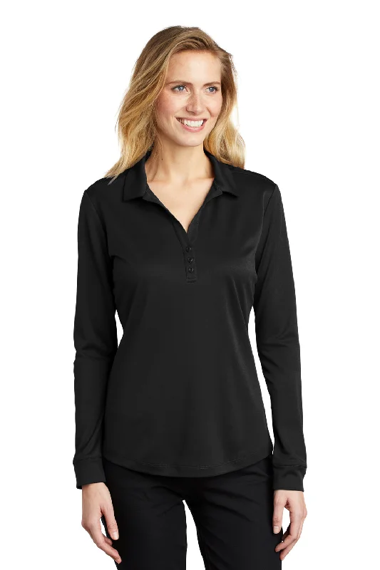 Autumn Selection Port Authority Womens Silk Touch Performance Moisture Wicking Long Sleeve Polo Shirt - Black Autumn Selection Port Authority Womens Silk Touch Performance Moisture Wicking Long Sleeve Polo Shirt - Black