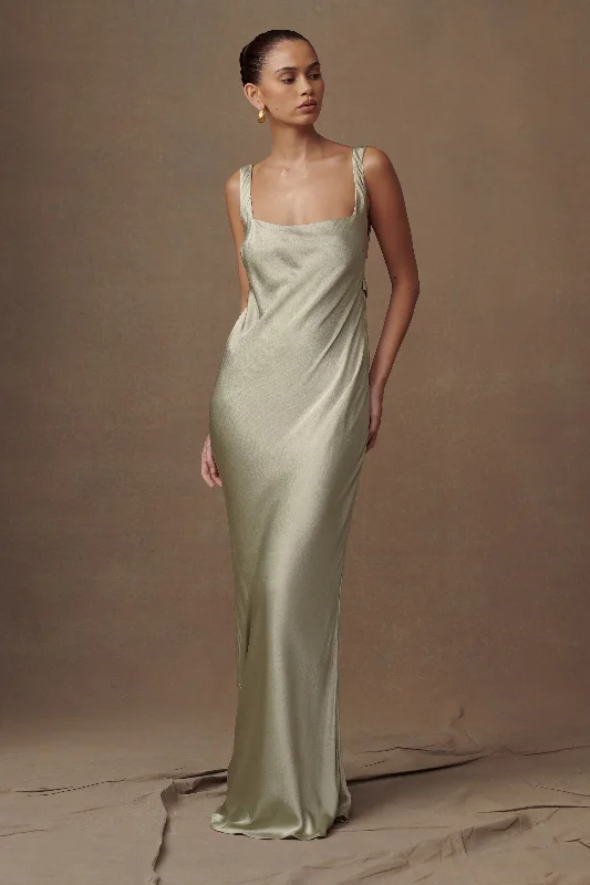 Luxury Style Ensley Satin Maxi Dress - Sage