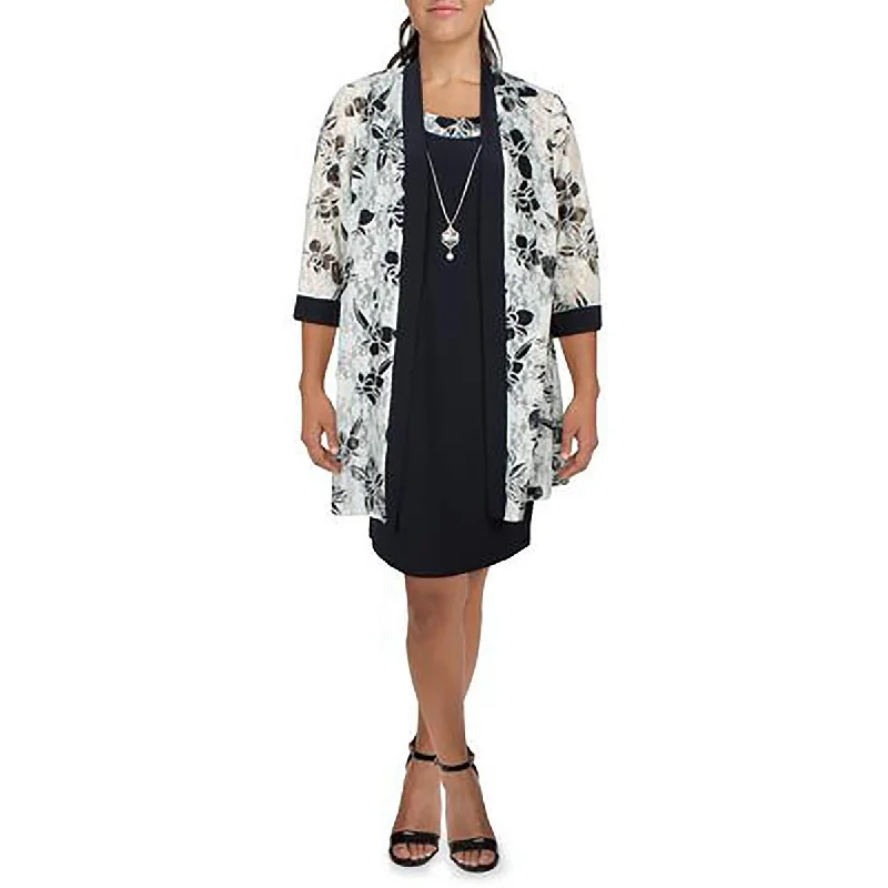 Classic And Versatile R&M Richards Womens Plus Mesh Floral Duster Blazer