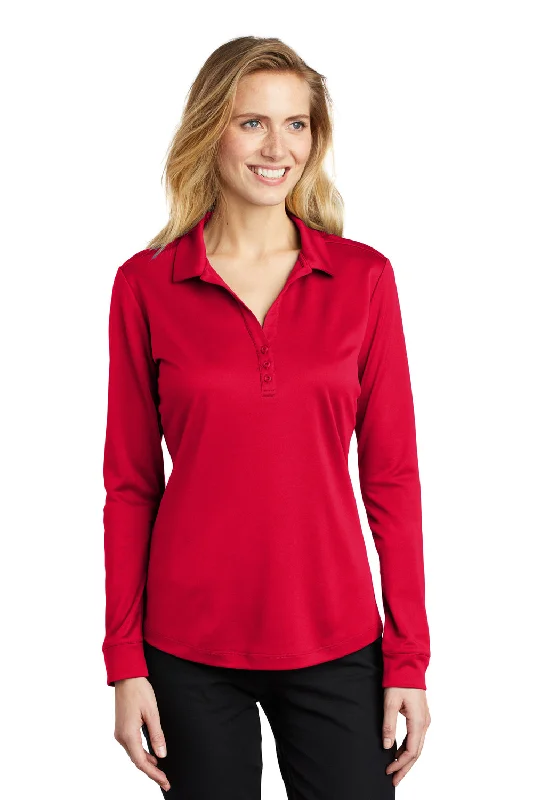 Celebrity Picks Port Authority Womens Silk Touch Performance Moisture Wicking Long Sleeve Polo Shirt - Red Celebrity Picks Port Authority Womens Silk Touch Performance Moisture Wicking Long Sleeve Polo Shirt - Red