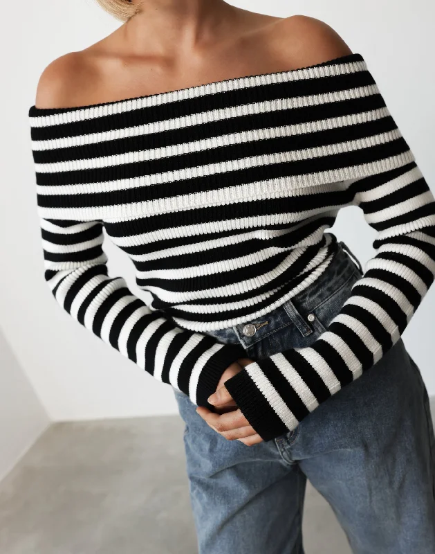 Avant-garde Design Peta Top (Black/White Stripe)