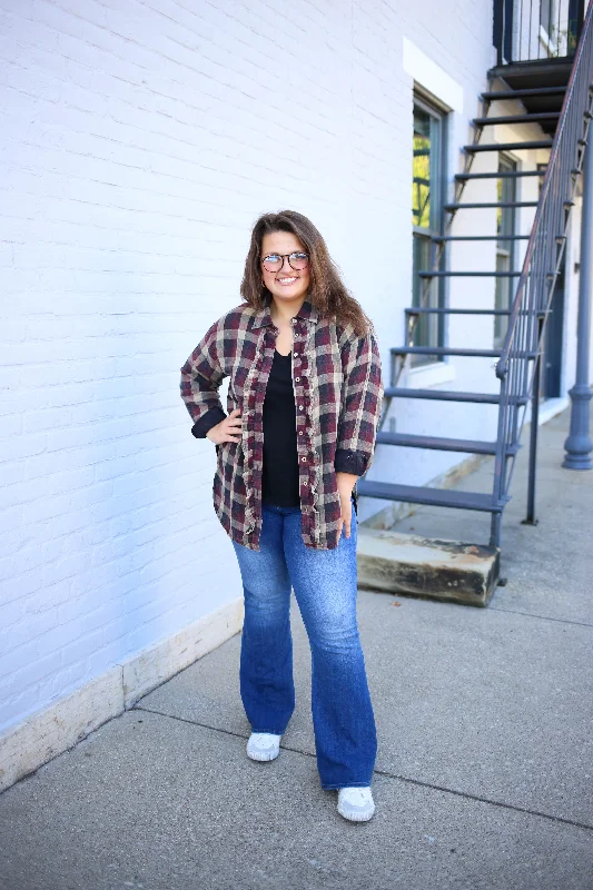 Trendy And Casual Plaid Ruffle Seam Detail Top | Boutique Elise | Becca