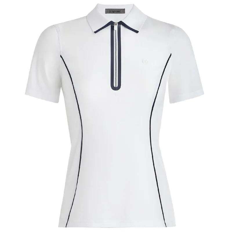 Bright Colors Womens Warp Knit Quarter Zip Polo Snow - AW24