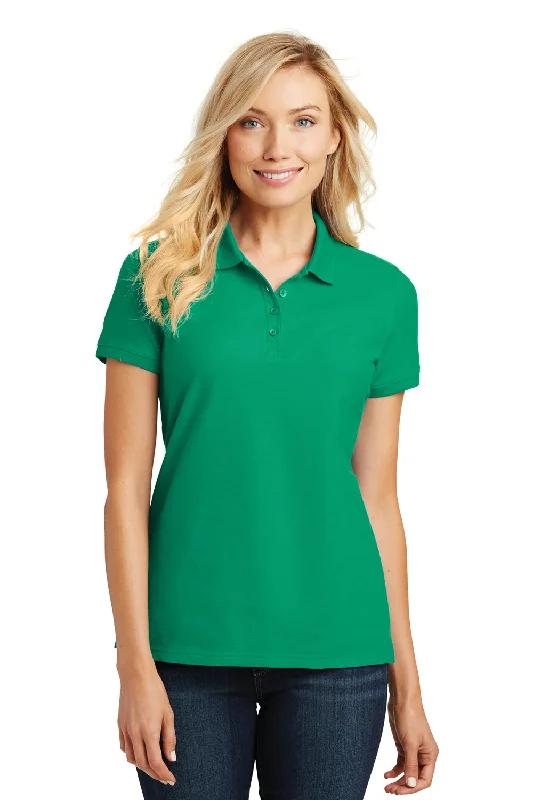 Embroidered Letters Port Authority Womens Core Classic Short Sleeve Polo Shirt - Bright Kelly Green Embroidered Letters Port Authority Womens Core Classic Short Sleeve Polo Shirt - Bright Kelly Green