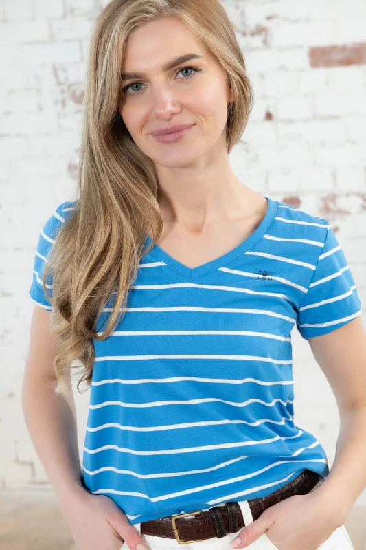 Must-have For Autumn And Winter Ariana Tee - Azure Blue Stripe