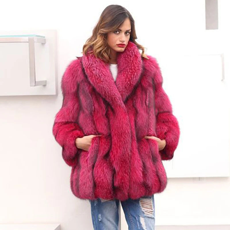 Personalized Design Real Fox Fur Long Coats