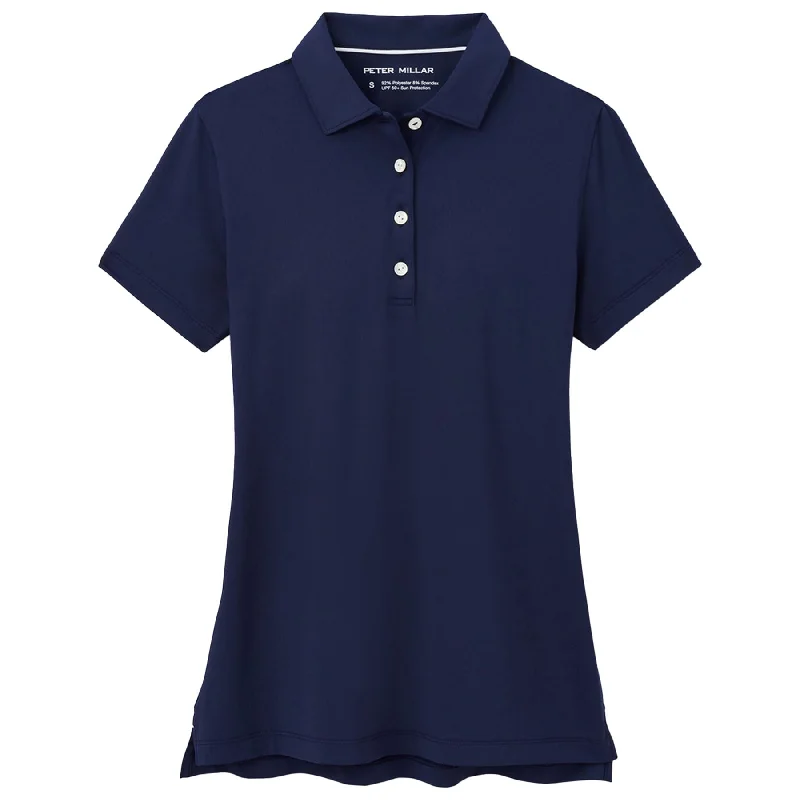 Fashion Style Womens Short Sleeve Button Polo Navy - 2025
