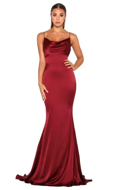 Sports Trend Portia and Scarlett - Dana Gown Cowl Neck Satin Gown
