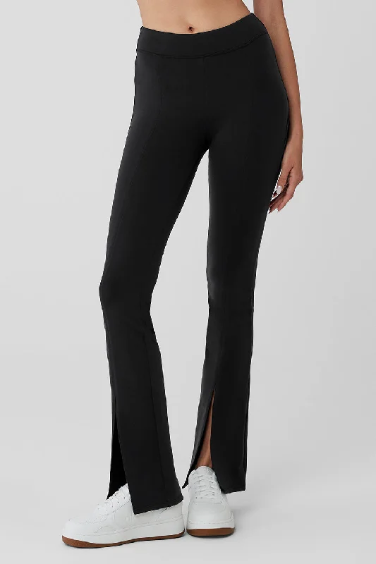 Fashionable Inner Wear Airbrush High-Waist Flutter Legging - Black