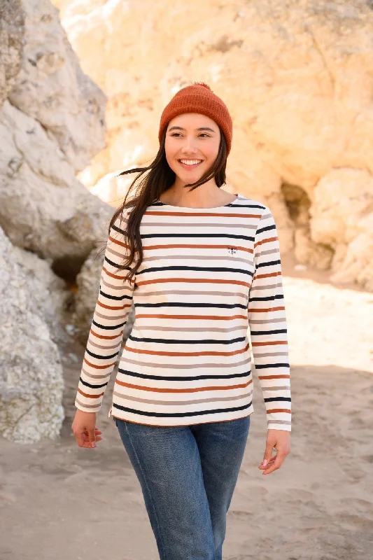 Elegant Design Causeway Breton Top - Rust Mocha Black Stripe