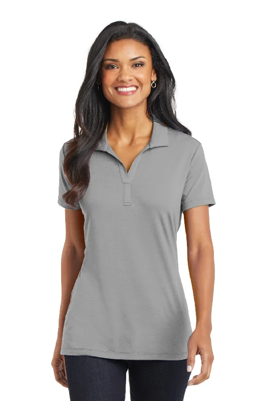 Classic And Versatile Port Authority Womens Cotton Touch Performance Moisture Wicking Short Sleeve Polo Shirt - Frost Grey