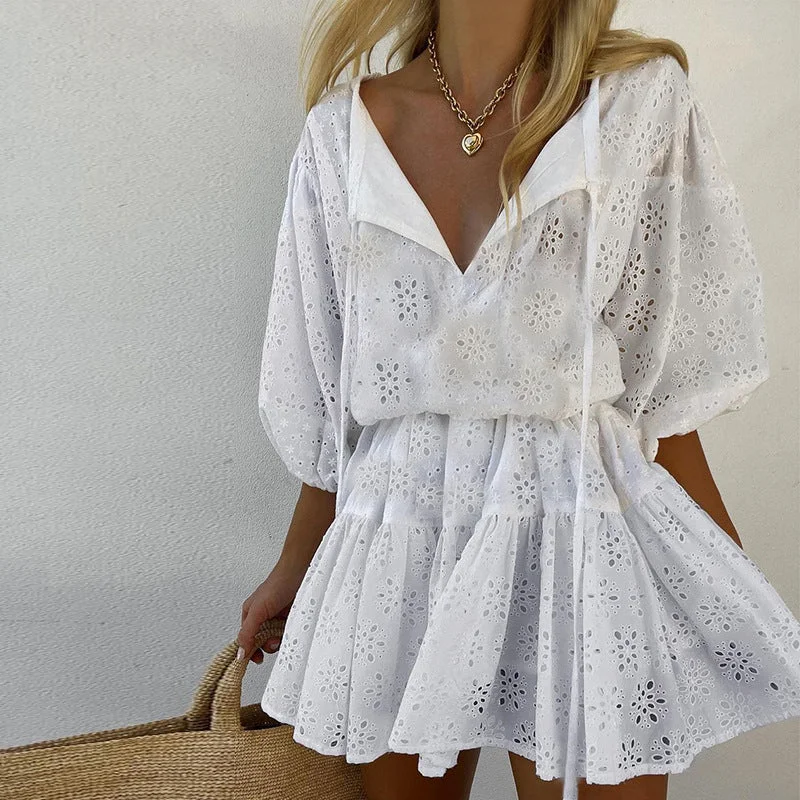 Fresh And Fashionable Summer Half Sleeves Mini Dresses