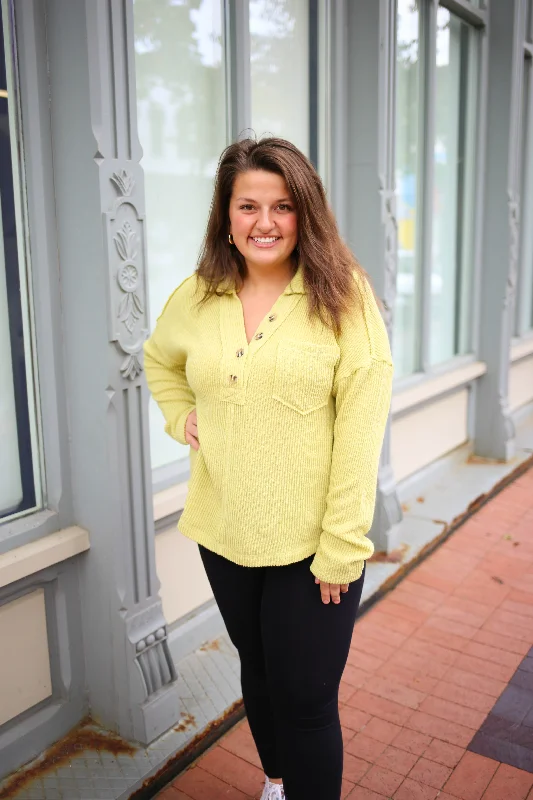 Boutique Recommendation Lime Textured Henley Top | Boutique Elise | Anika