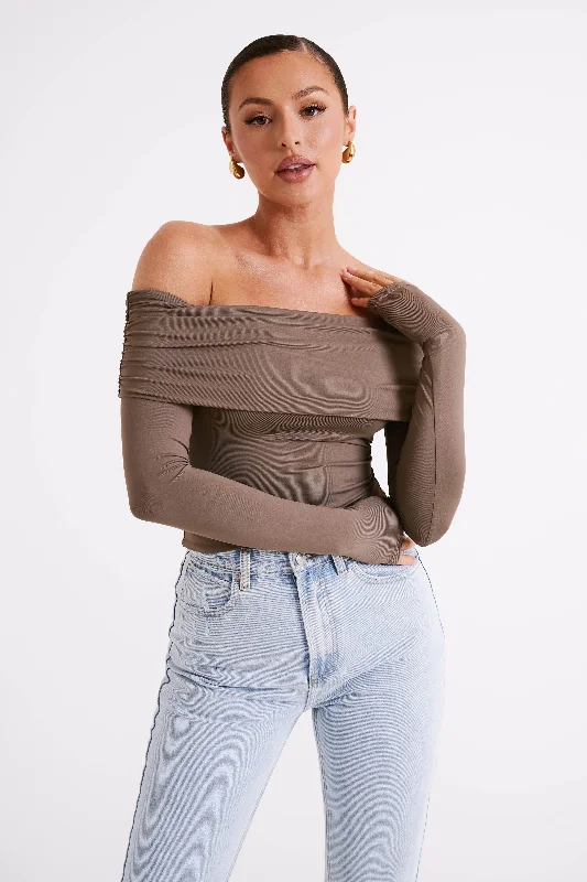Must-have For Autumn And Winter Lucinda Recycled Nylon Off Shoulder Top - Coco