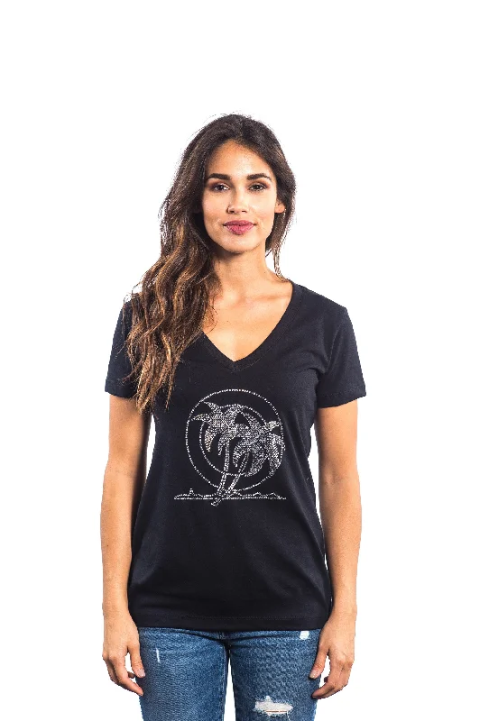 Casual And Comfortable "Palm Springs" Black V-Neck
