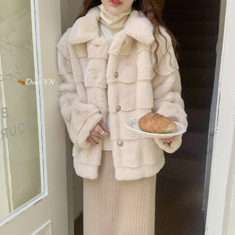 Comfortable Mind Winter Artificial Fur Overcoats for Women