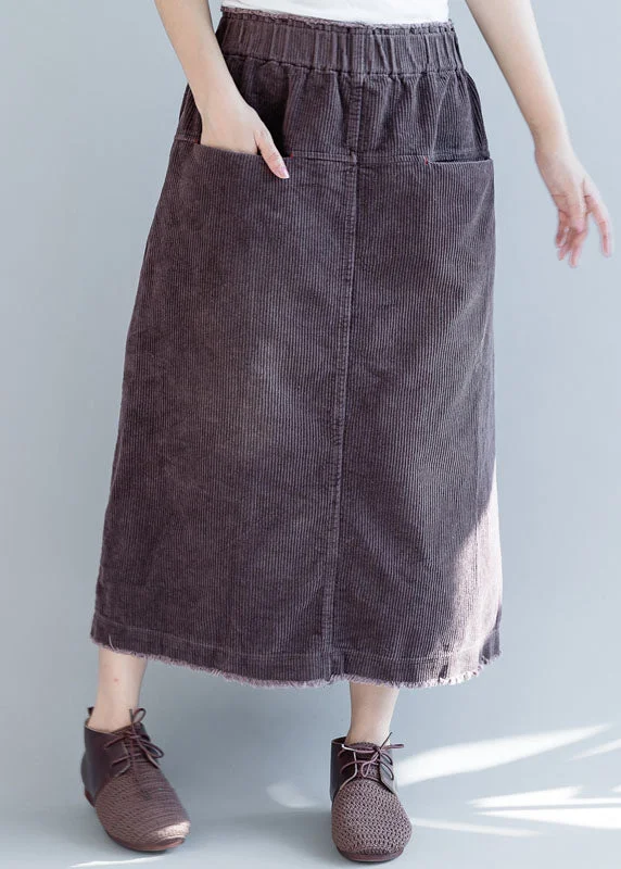 Goddess Style Elegant Purple Pockets Corduroy Casual Skirt Spring