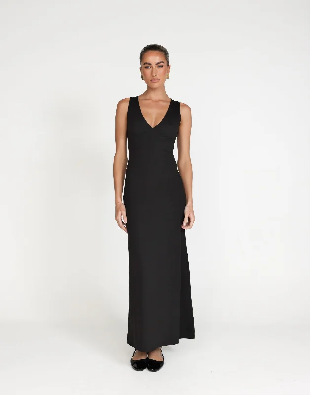 Breathable Design Zira Maxi Dress (Black)