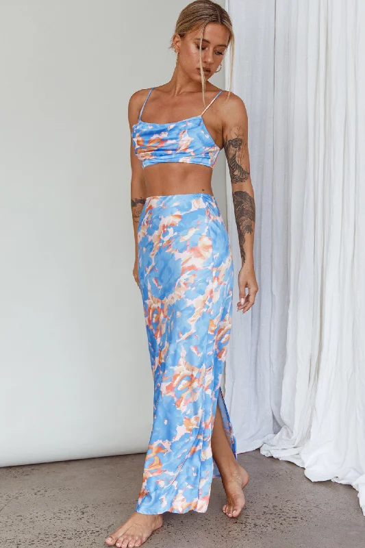 Personalized Wear Well Versed Maxi Skirt Abstract Blue