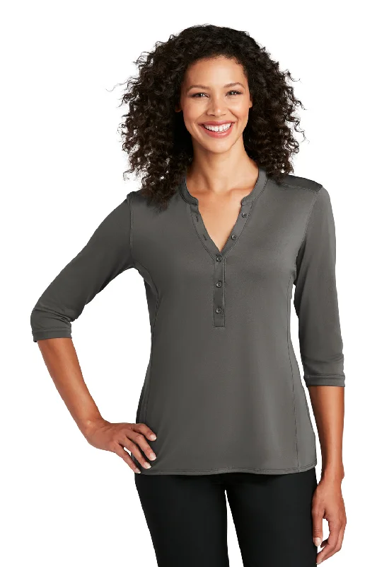 Comfortable And Versatile Port Authority Womens Moisture Wicking 3/4 Sleeve Polo Shirt - Sterling Grey Comfortable And Versatile Port Authority Womens Moisture Wicking 3/4 Sleeve Polo Shirt - Sterling Grey