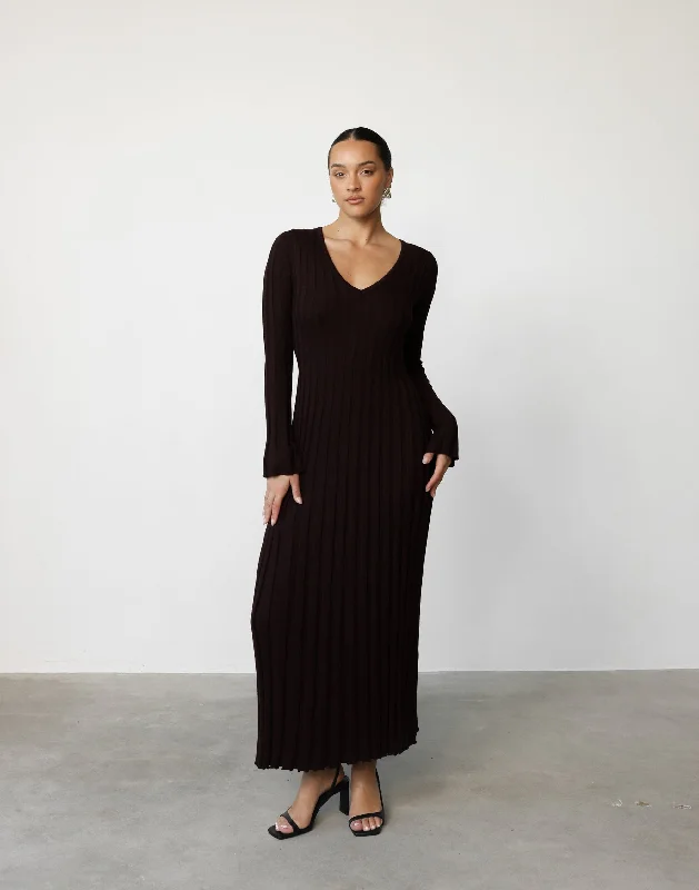 Celebrity Style Yasmeen Maxi Dress (Chocolate)