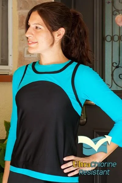 Personalized Design Sporty Mock Tank Top - Active wear for Swim n Sport 3/4 Sleeves
