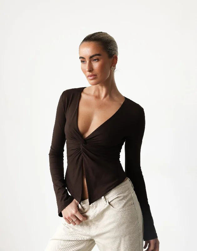 New Products Althea Long Sleeve Top (Chocolate)