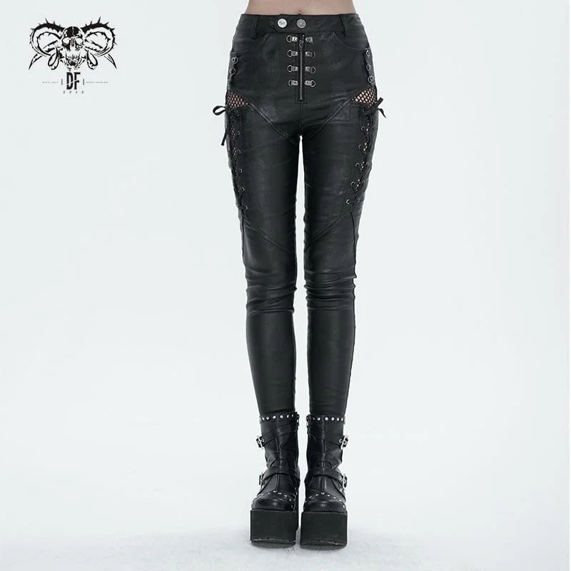 Creative Prints Women's Punk Strappy Mesh Splice Leggings